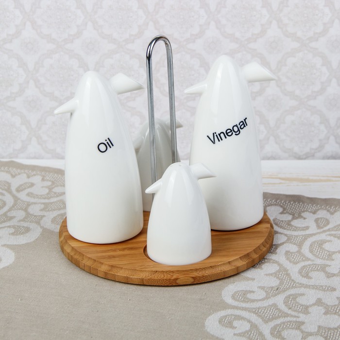 Набор для специй "Эстет", 4 предмета: 2 соусника, солонка, перечница