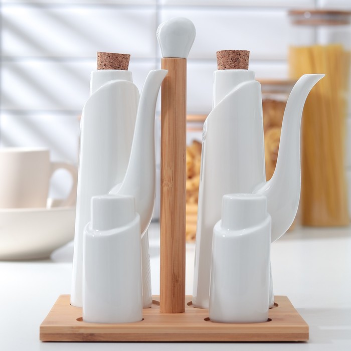 Набор для специй "Эстет", 4 предмета: 2 соусника, солонка, перечница