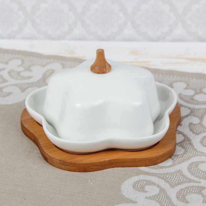 Масленка "Эстет. Цветочек", на деревянной подставке