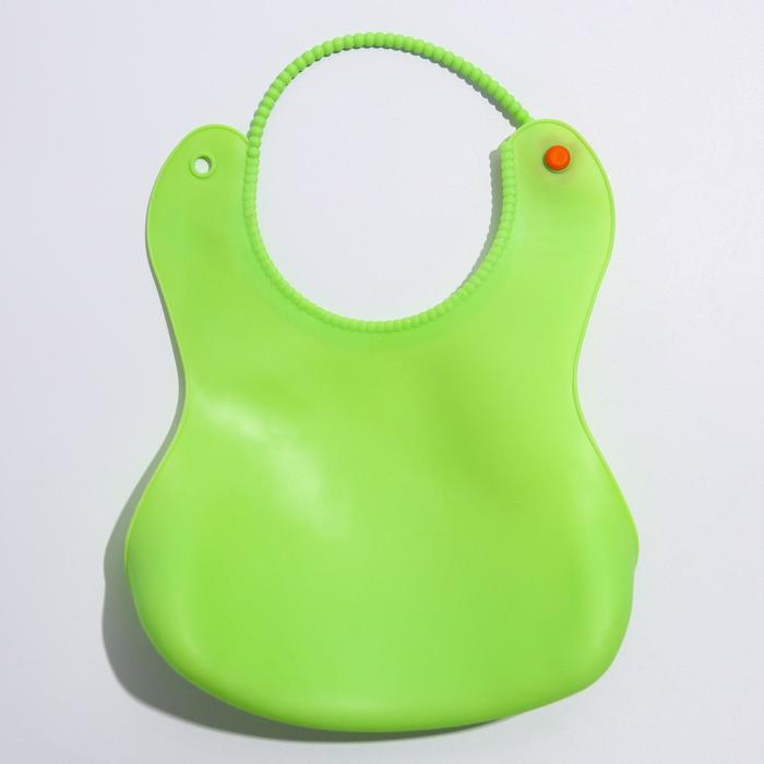 Нагрудник с карманом, силиконовый, цвет салатовый