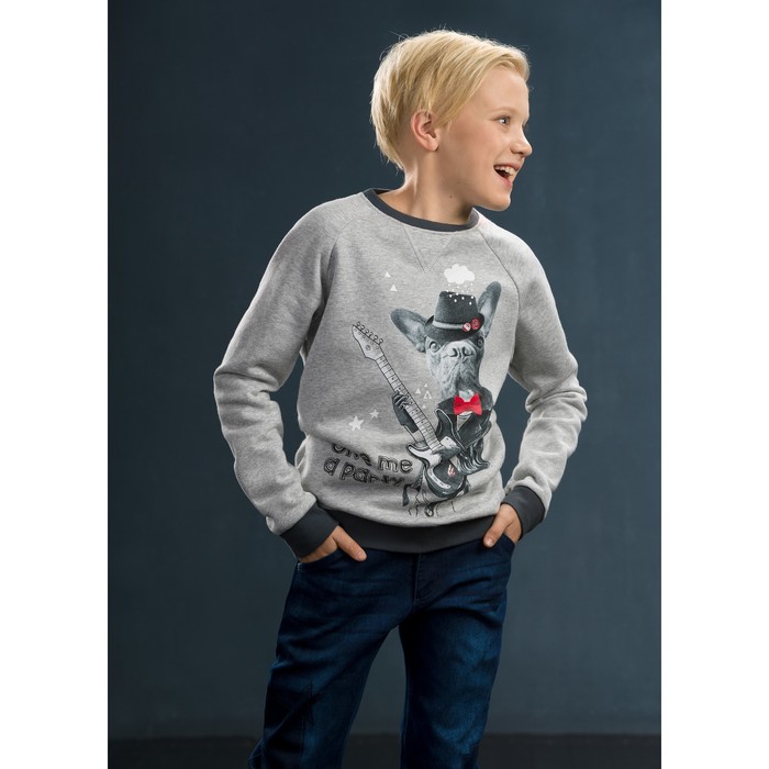 Толстовка для мальчика, рост 146 см, цвет серый