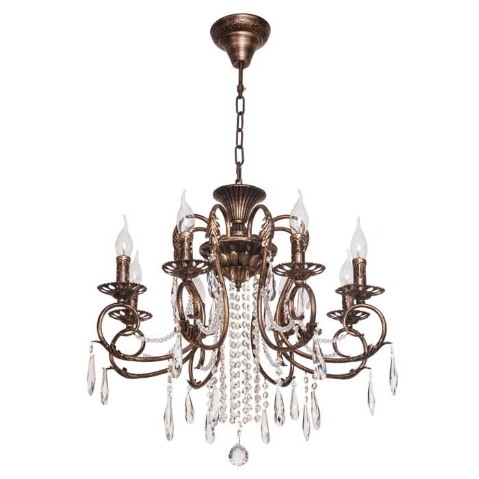 Люстра "Адриан" 8 ламп 40W Е14 золото-коричневый 60х60х120 см