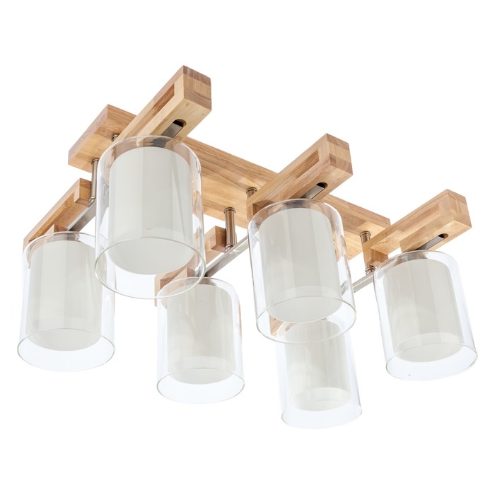 Люстра "Тоскано" 6 ламп 40W Е27 основание серебро с коричневым 50,5х44х30 см