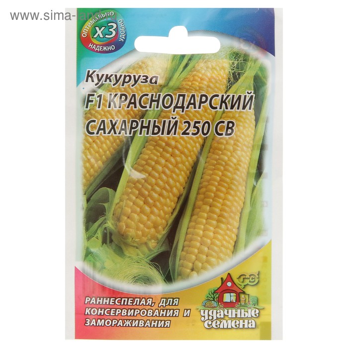 Семена Кукуруза Краснодарский сахарный 250 CВ F1, раннеспелая, 5 г серия ХИТ х3 семена кукуруза garden star краснодарский сахарный 5 г