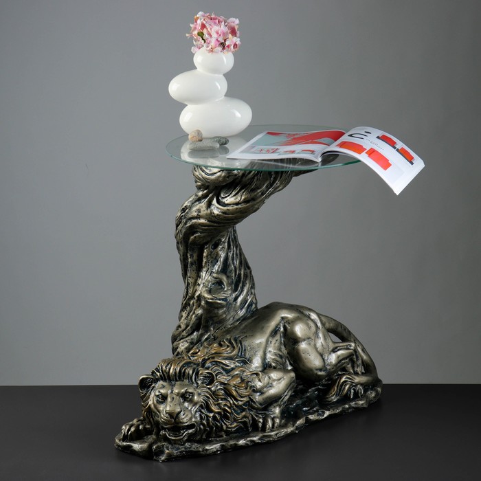 Стол "Лев под деревом" 45х70х65см серебро