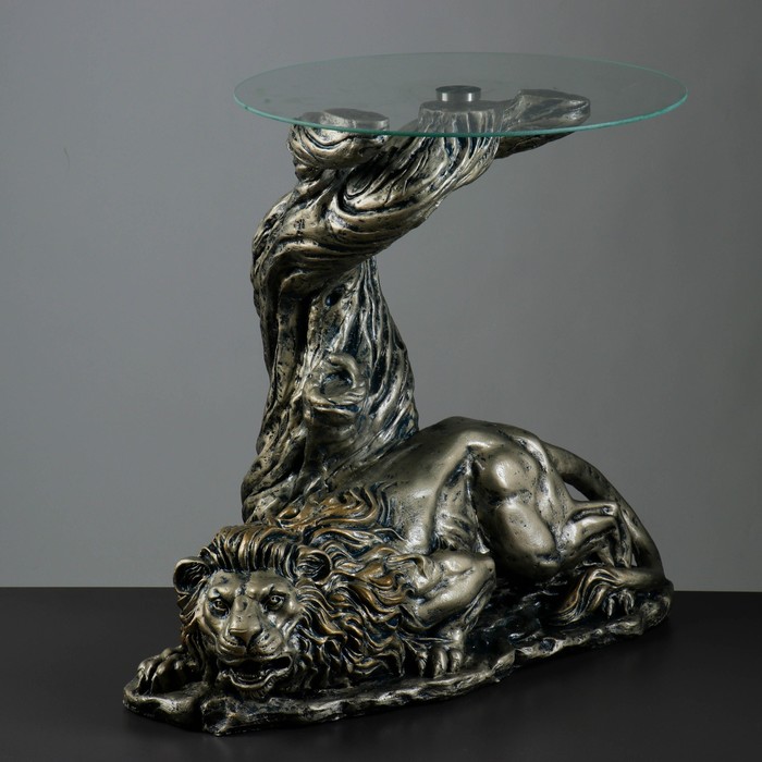 Стол "Лев под деревом" 45х70х65см серебро