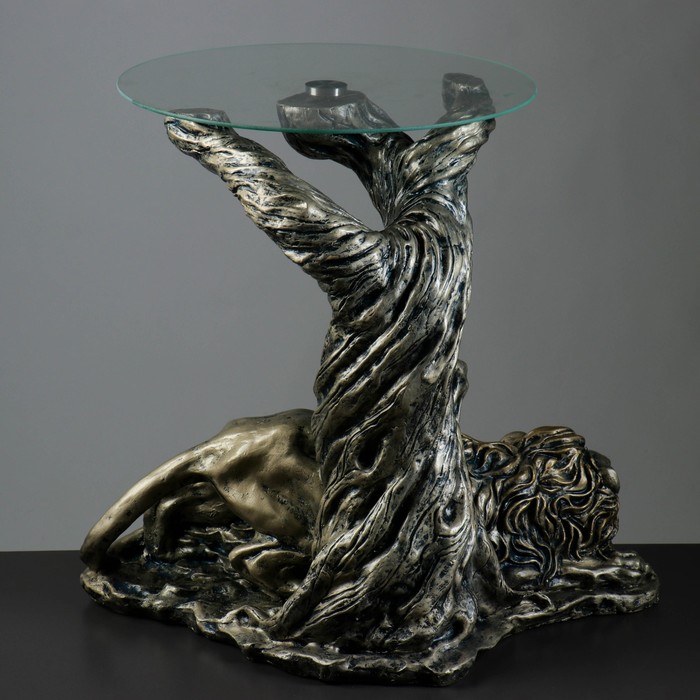 Стол "Лев под деревом" 45х70х65см серебро