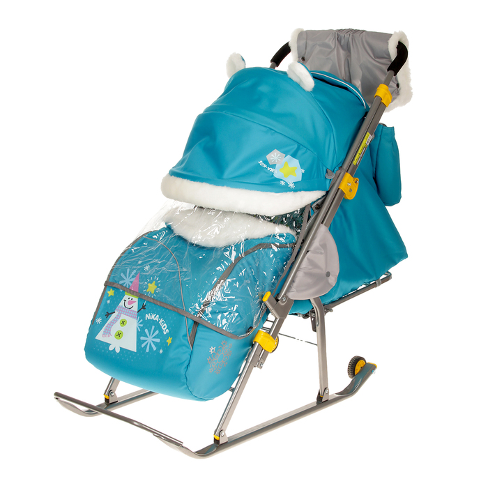Санки-коляска &quot;Ника детям 6. Снеговик&quot;, цвет бирюзовый