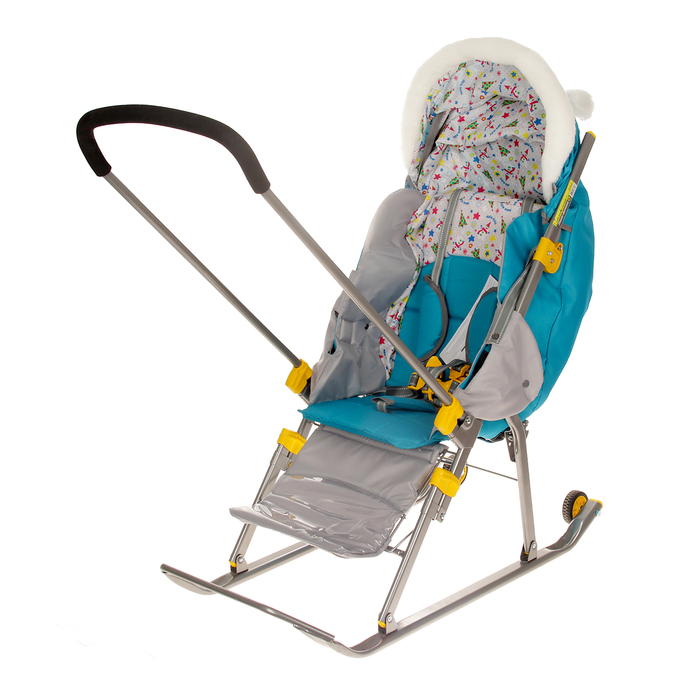 Санки-коляска "Ника детям 6. Снеговик", цвет бирюзовый
