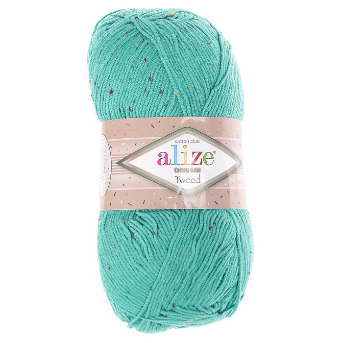 Пряжа "Cotton Gold Tweed" 57% хлопок, 40% акрил, 3% полиэстер 330м/100гр (610 изумруд)