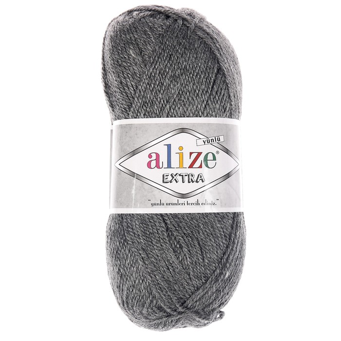 Пряжа "Extra" 10% шерсть, 90% акрил 220м/100гр (182 т.серый мел)