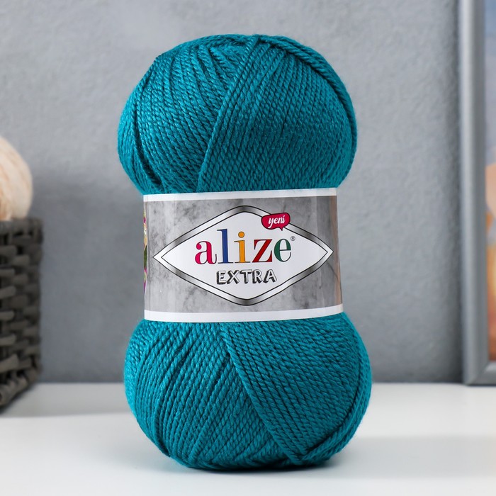 Пряжа "Extra" 10% шерсть, 90% акрил 220м/100гр (212 петроль)