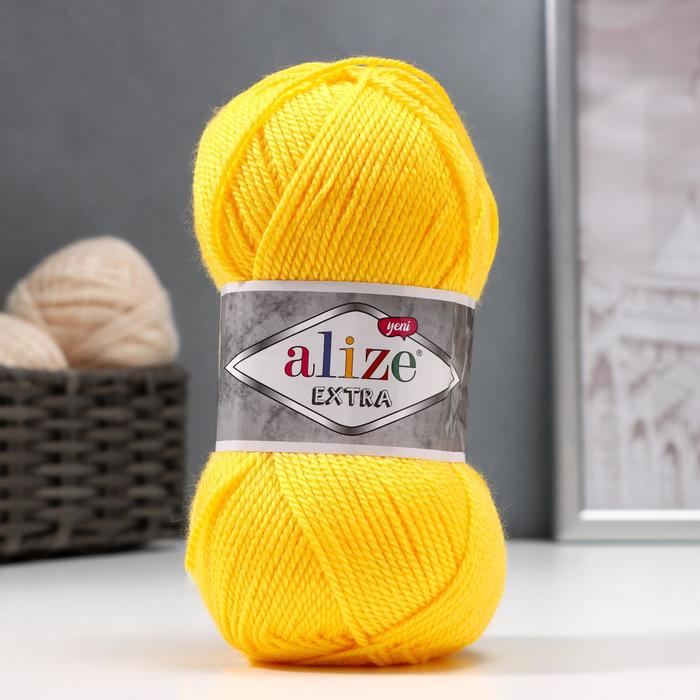 Пряжа "Extra" 10% шерсть, 90% акрил 220м/100гр (216 жёлтый)
