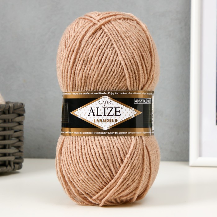 Пряжа "Lanagold" 51% акрил, 49% шерсть 240м/100гр (05 бежевый)