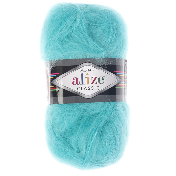 Пряжа "Mohair classic NEW" 25% мохер, 24% шерсть, 51% акрил 200м/100гр (376 бирюзовый)