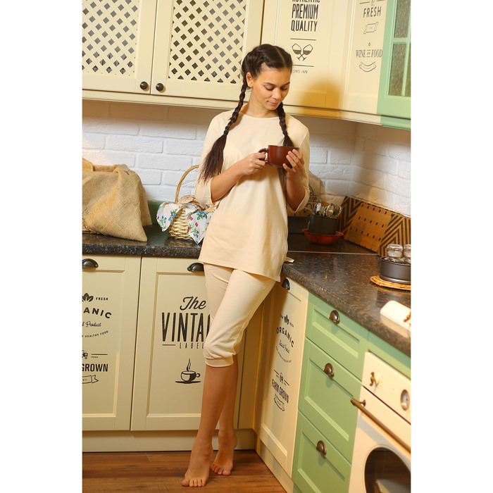 Комплект женский (джемпер, бриджи) WK31717 цвет бежевый, рост 158-164, р-р 52