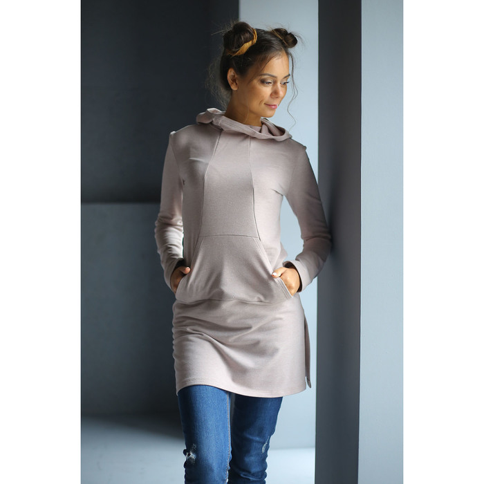 Туника женская WF25217 цвет бежевый меланж, рост 158-164, р-р 44