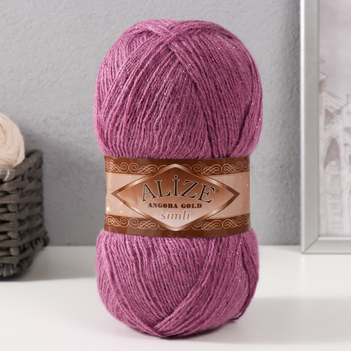 

Пряжа "Angora Gold Simli" 75% акрил, 20% шерсть, 5% металлик 500м/100гр (28 яр.сух роза)