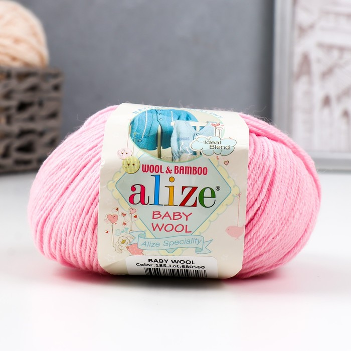 Пряжа Baby Wool 40% шерсть, 40% акрил, 20% бамбук 175м/50гр (185 св.розов) пряжа gazzal baby wool xl 821 яблоко 1 моток100 м 50 г полиакрил 40% мериносовая шерсть 40% кашемир па 20%