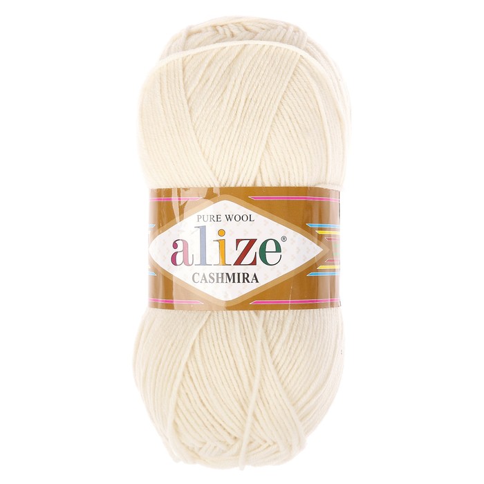 Пряжа "Cashmira" 100% шерсть 300м/100гр (01 кремовый)