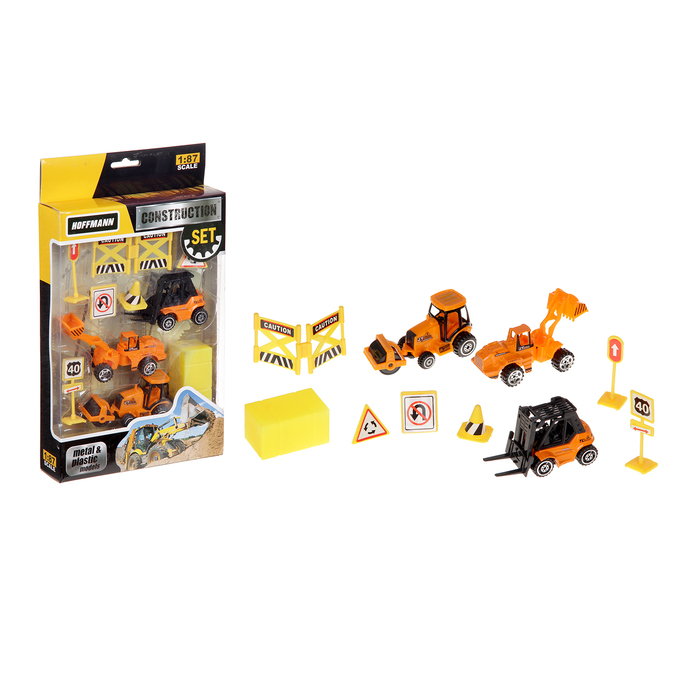 Набор металлических машин "Стройка", 3 шт, МИКС