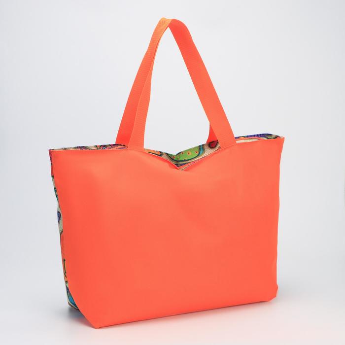 фото Сумка пляжная, отдел на молнии, цвет оранжевый зфтс