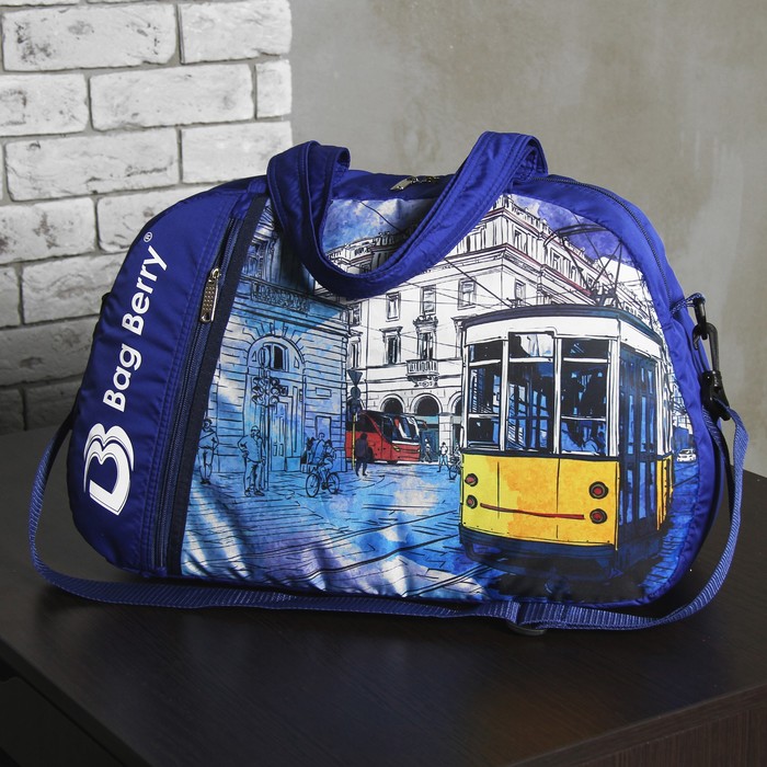 Сумка спортивная на молнии "Фитнес", 1 отдел, наружный карман, регулируемый ремень, цвет синий