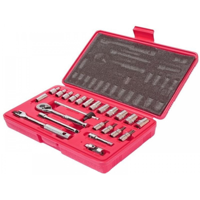 Набор головок торцевых и насадок JTC-H223S, 6-гр., 1/4", 5/32"-1/2", Т20-Т40, 23шт, кейс