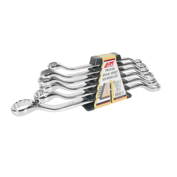 Набор ключей накидных JTC-PR1012S, изгиб 45°, хромованадиевая сталь