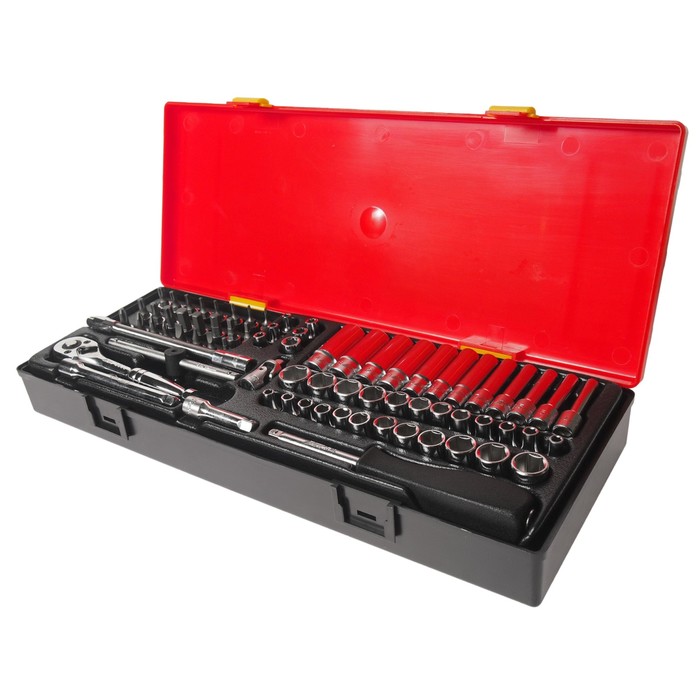 Набор головок торцевых, комбинированный, 1/4", 6-гр., 73 шт., кейс