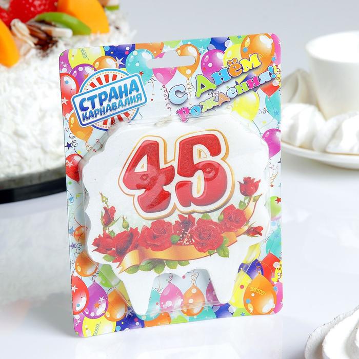 свеча для торта цифра облако "Юбилейная" красная "45"