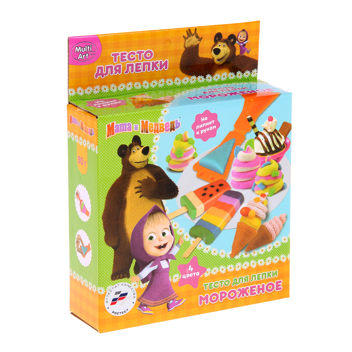 Набор тесто для лепки "Маша и Медведь", 4 цв по 20 гр с аксессуарами B1372157-MM