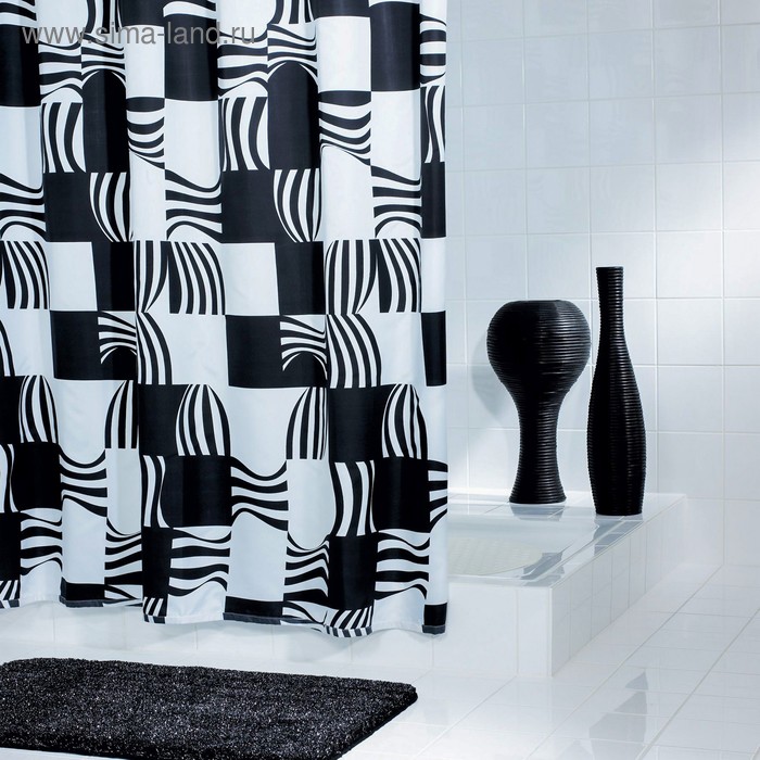 фото Штора для ванной комнаты swing, цвет черный 180х200 см ridder