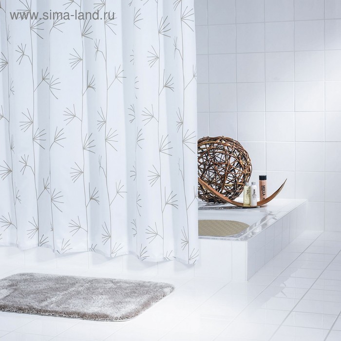 фото Штора для ванной комнаты yucca, цвет белый 180х200 см ridder
