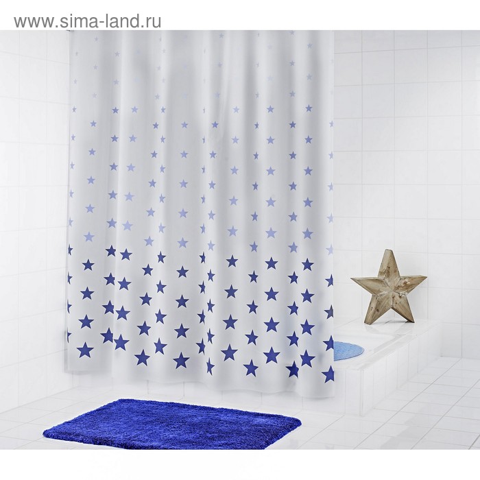 фото Штора для ванной комнаты 180х200 см stella, цвет синий ridder