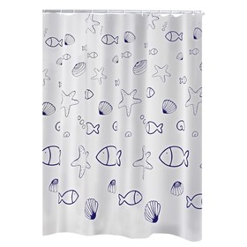 

Штора для ванной комнаты Seashell, цвет синий/голубой 180х200 см