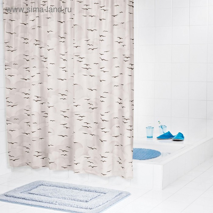 Штора для ванной комнаты Sylt, цвет бежевый/коричневый 240х180 см