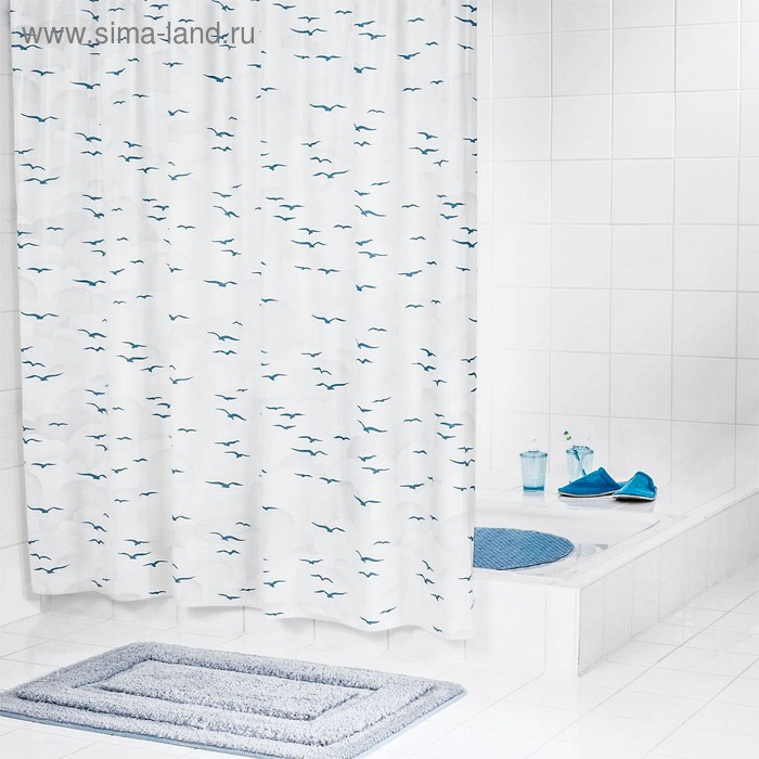 фото Штора для ванной комнаты sylt, цвет синий/голубой 180х200 см ridder
