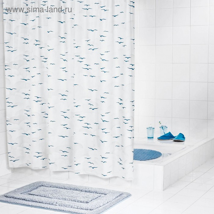 фото Штора для ванной комнаты sylt, цвет синий/голубой 240х180 см ridder
