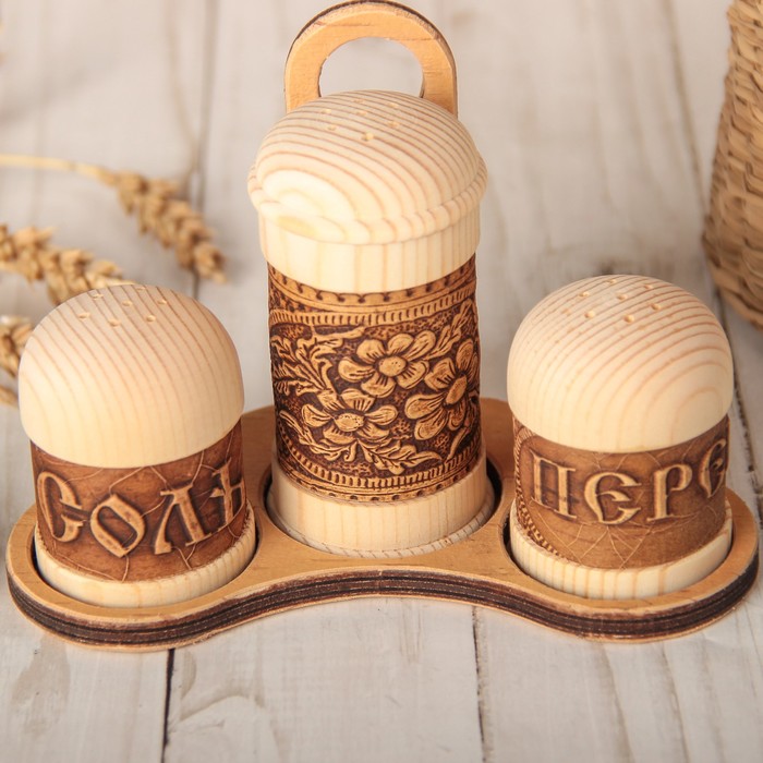 Набор для специй «Цветы», 3 предмета, береста