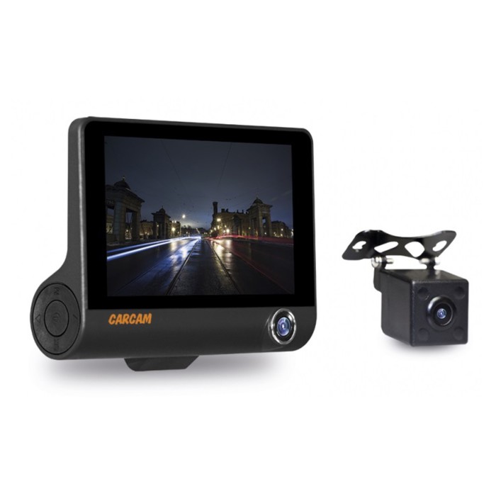 Видеорегистратор Carcam Каркам D3, три камеры, 4.5" сенсор, 140°, 1280x720