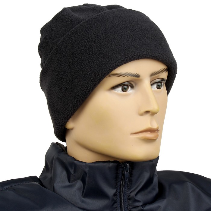 Шапка флисовая с отворотом, полиэстер, 300 г/кв.м, Navy, размер 54-55