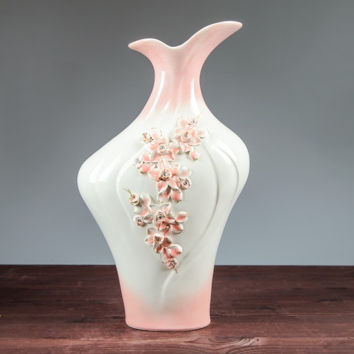 Ваза напольная "Джаз", лепка, стразы, розовая, 55 см