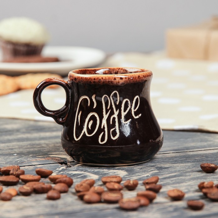 Чашка кофейная "Кофе", 50 мл, темно-коричневая