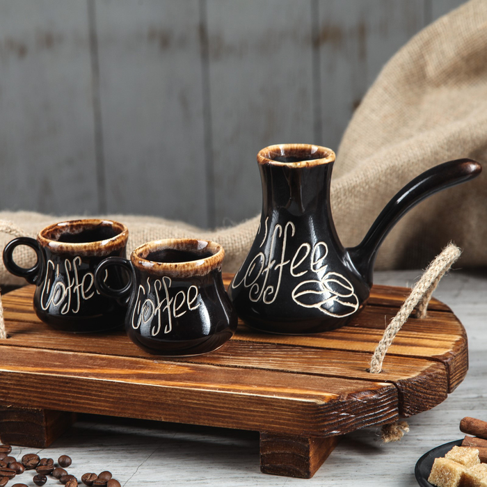 Турка кофе малая, 2 чашки, темно-коричневые