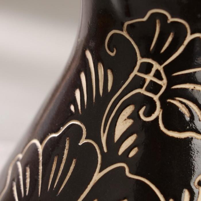 Турка "Цветы", большая, 0,5 л, темно-коричневая