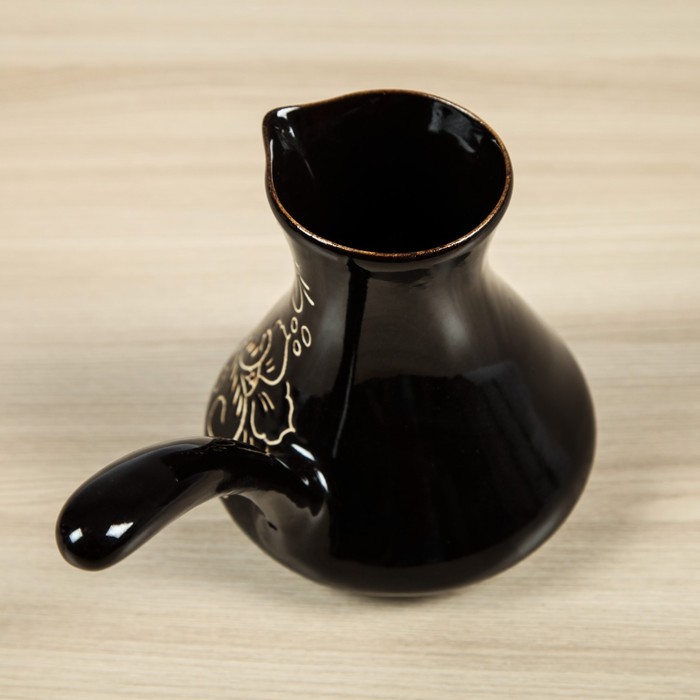 Турка "Цветы", большая, 0,5 л, темно-коричневая