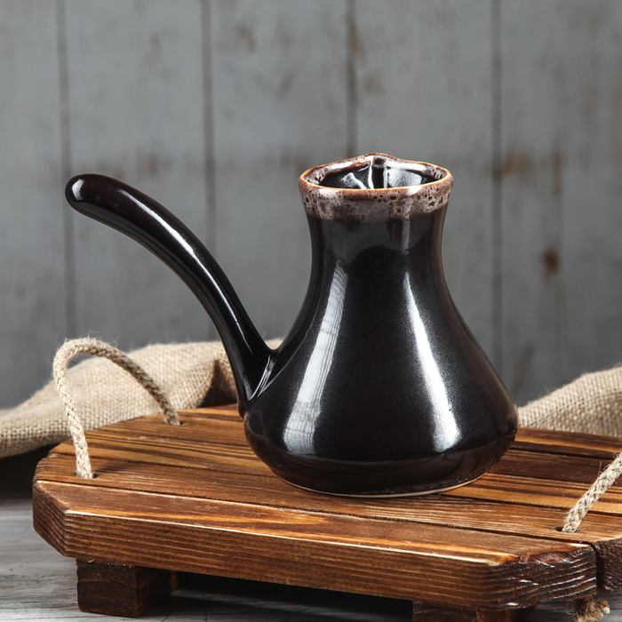 Турка "Кофе", большая 0,5 л, 2 чашки, тёмно-коричневая