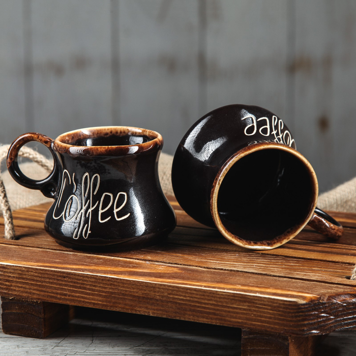 Турка "Кофе", большая 0,5 л, 2 чашки, тёмно-коричневая