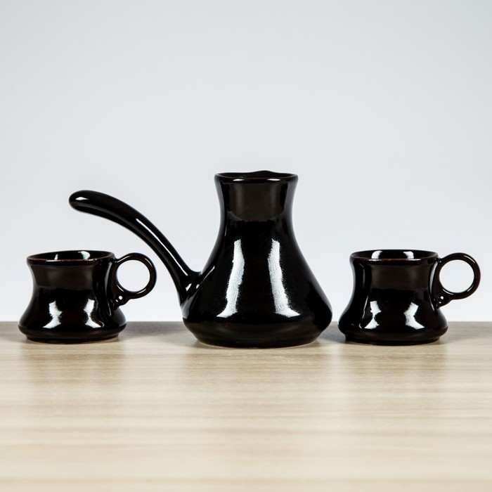 Турка "Кофе", большая 0,5 л, 2 чашки, тёмно-коричневая